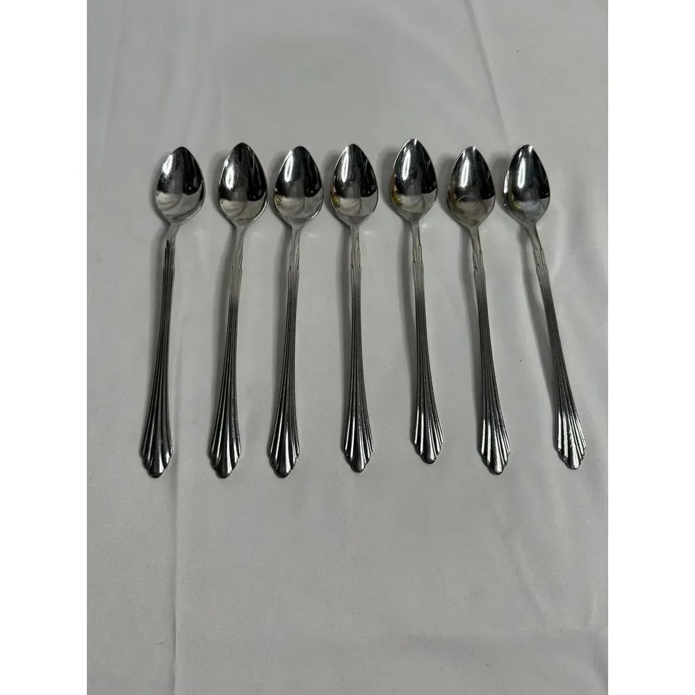 RETRONEU Barrington Set of 7 Ice Tea Spoons Long Handles Tall Skinny Stir‎ SS